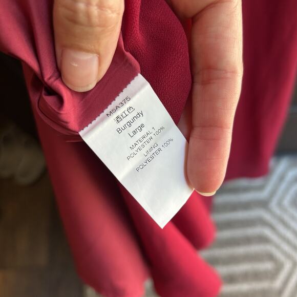 Red Asymmetrical Strapy Dress Women's Size Large Lined Side Slits Midi NWOT - Picture 6 of 7